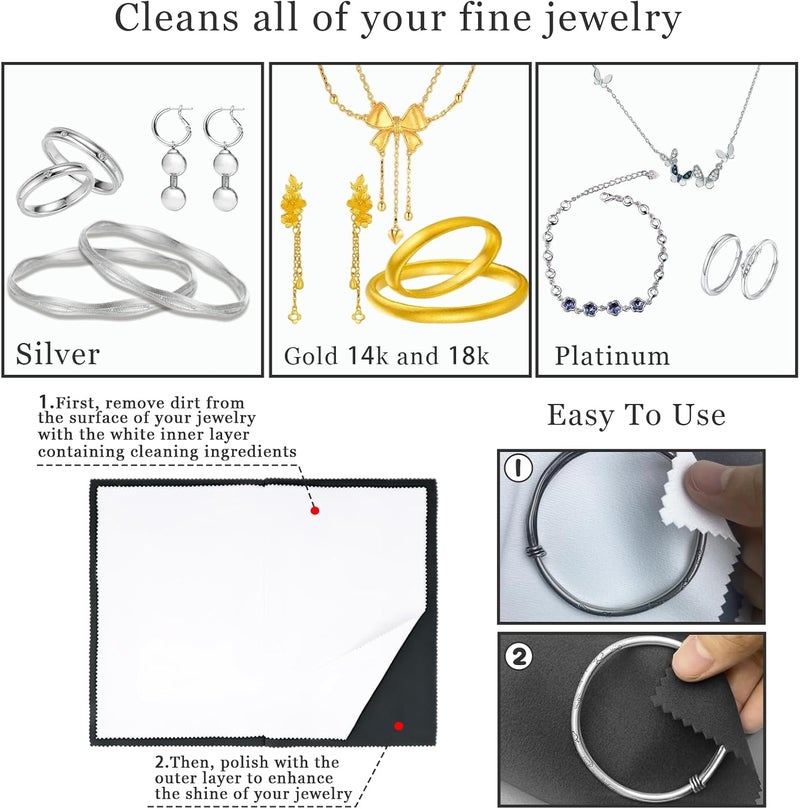 BADAO 6PCS Jewelry Cleaning Cloth,Multi-Layer Silver Polishing Cloth,Eco Friendly Jewelry Cleaner for Cleaning Gold,Silver,Diamond,Platinum Jewelry,Precious Stones,Coins Watch,Keeps Jewelrys Clean and Shiny - Image 5